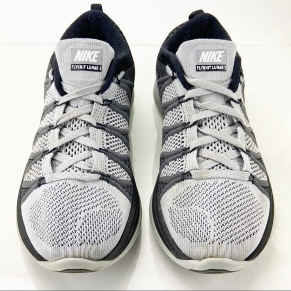 Nike Mens Lunar Flyknit Running Shoes Size 7 Gray Black Knit Low Sneaker Trainer